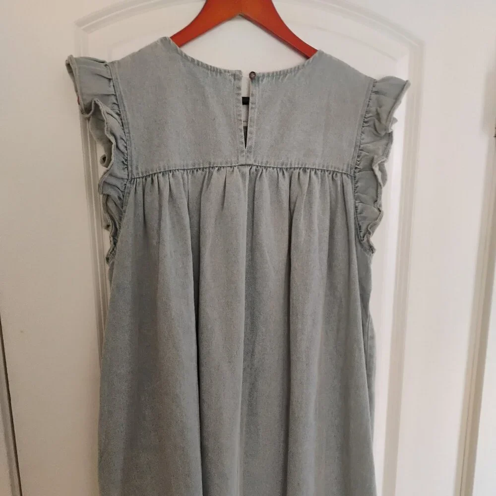Umgee Butterfly Shoulder Denim Dress Size L NWT - Picture 2 of 7